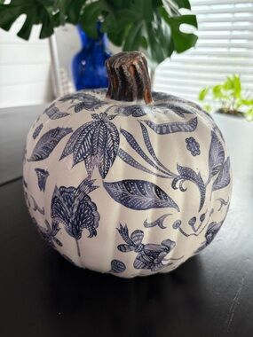 Blue and White Decorative Pumpkin